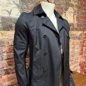 NEW Armani Exchange Classic grayish blue Button-Up Men's Trench Coat Size Small